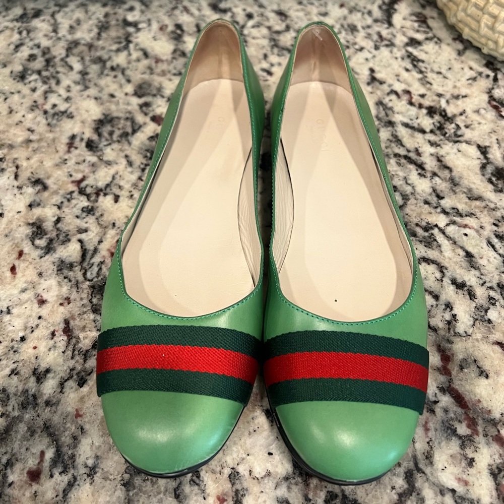 Gucci Web Green and Red Women's Flats